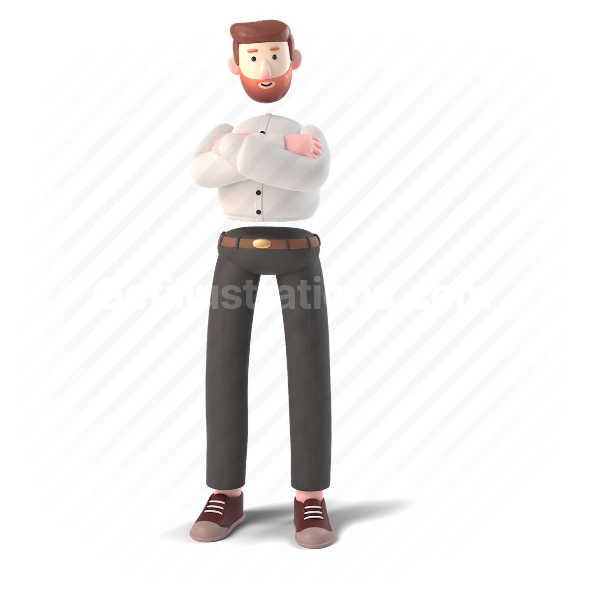 uniform, man, 3d, people, person, character, stand, arms crossed